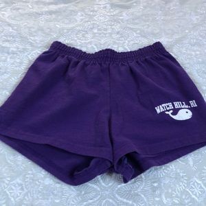 Purple shorts with Watch Hill logo